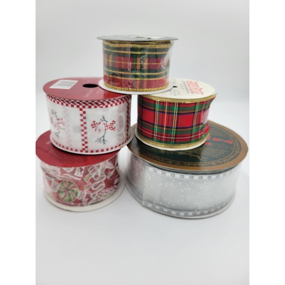 Other - Christmas Ribbon Variety Of Different Themes & Sizes (LotOf 5)‎